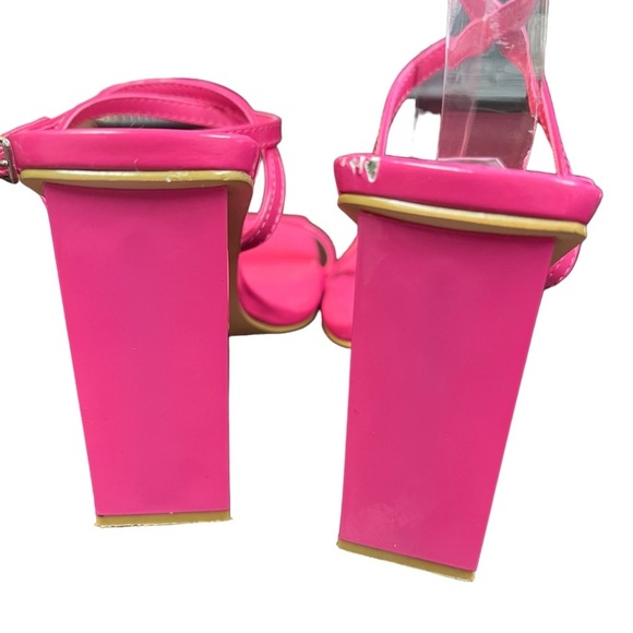 Forever 21 Hot Pink Faux Leather Square Toe Block Barbiecore Romantic Heels - Picture 7 of 13